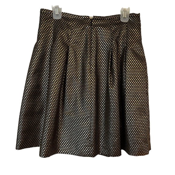 Nine West Skirt A Line Pleaded Black Gold Metallic Lined Dressy Flowey Womens - Picture 5 of 10